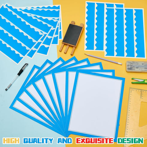 Henoyso 100 Pcs Science Fair Board Supplies Include 80 Trim Scalloped Bulletin Board Borders 20 Project Printable Adhesive Paper for Classroom Off...