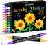 Dual Tip Acrylic Paint Pens, 26 Colors, Medium and Brush Tips, Ideal for Rock Painting, Ceramic, Wood, Plastic, Calligraphy, Scrapbooking, Card Ma...
