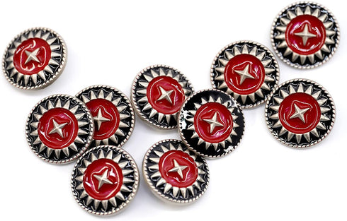 20 pcs Color Contrast Black Enamel Silver Star Sewing Metal Shank Buttons for Coats -25mm -1"...