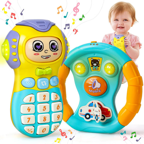 TOY Life Baby Cell Phone Toys for Toddlers 1-3, Play Phone for Toddler, Kids Steering Wheel Toy, Infant Toys 6-12 Months, Baby Boy Light Up Musica...