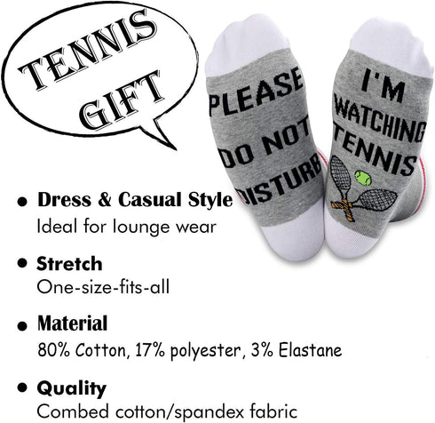 TSOTMO 2 Pairs Tennis Lover Gift Novelty Crew Socks Please Do Not Disturb I’m Watching Tennis Socks Novelty Sports Socks...