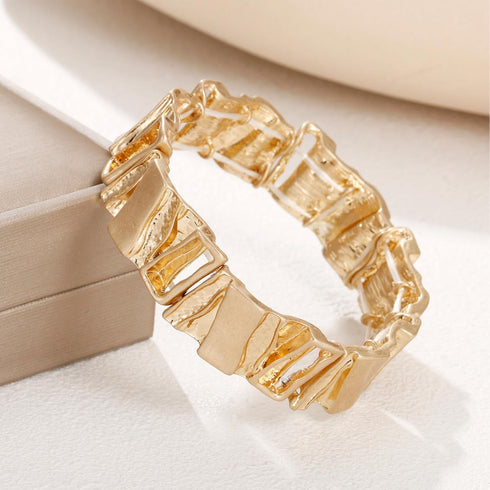 Gold Chunky Bangle Bracelets for Women Stretchy Link Chain Bracelet Flexible Wide Wristband Bangle Gifts...
