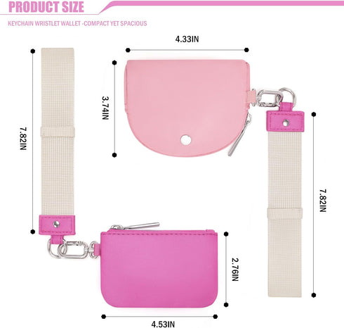 Dual Pouch Wristlet Wallet,Keychain Wristlet Wallets for Women,Mini Zip Around Coin Purse Wristlet Portable Wallet...
