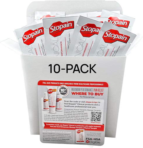 Stopain Pain Relief Clinical Gel Packets, 10 Pack, USA Made, Max Strength Fast Acting with MSM, Glucosamine, Menthol for Arthritis, Lower Back Sci...