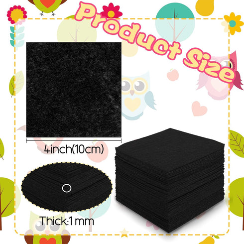 60PCS Felt Sheets Fabric, 4" X 4" Soft Felt Fabric for Crafts Halloween Christmas Fabric Fall Felt Squares for DIY and Sewing Projects (Black)...