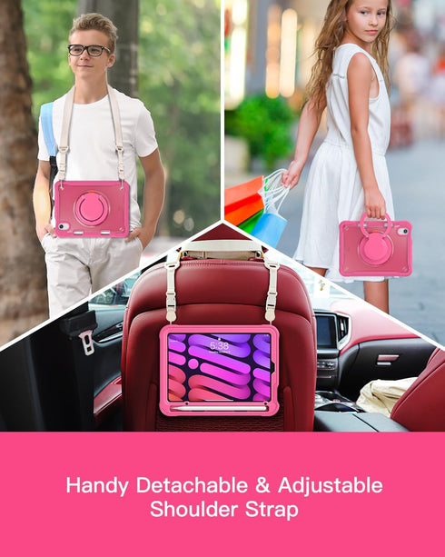 BRAECN iPad Mini 6 Case,Cover for Kids 8.3 inch 2021 iPad Mini 6th Gen, Shockproof Dropproof Rugged Protective Case with Pen Holder Carrying Shoul...