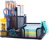 M&G Mesh Pen Holder Desk Organizers Pencil Holder for Desk Black, 3 Compartments Metal Office Supply Organizer with Sticky Notes Holder for School...