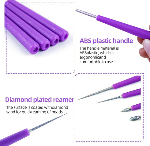 4PCS Bead Reamer, Diamond Tipped Bead Reamer Tool for Jewelry Making, Jewelry Making Tools...