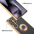 Shockproof Case for Samsung Galaxy S24 Ultra, with 360° Rotatable Ring Holder Magnetic Kickstand, Plating Rose Gold Edge Slim Soft Protective Cove...