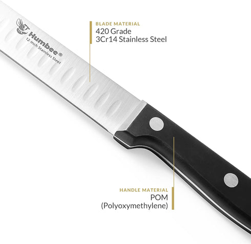 12 inch Carving Knife Razor Sharp Blade with Granton Edge for Cutting Smoked Brisket, BBQ Meat, Turkey,Black...