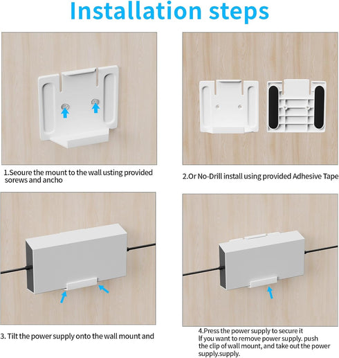 Starlink Gen 3 Mount, Starlink V3 Router Wall Mount with Starlink Power Supply Mounting Kit for Starlink V3 Standard&Gen 3 High Performance Standa...