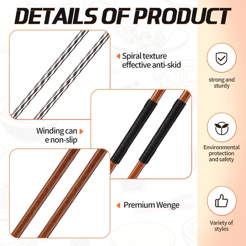 3 Pairs Extra Long Cooking Chopsticks - 15.3 Inch Stainless Steel and 16.5 Inch Wooden Kitchen Chopsticks for Hot Pot, Frying, Noodle, and Cooking...