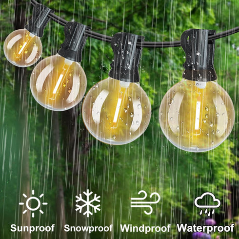 Outdoor String Lights 27FT G40 LED Globe Patio Lights with 13+1 Waterproof Edison Bulbs, Shatterproof Connectable Hanging Lights for Outside Backy...