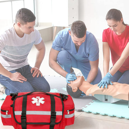 First Aid Bag Empty Trauma Medical Bag for Emergency First Responder Bag Organizer EMS EMT Shoulder Carry Bag 13 x9 x7 Red Middle...