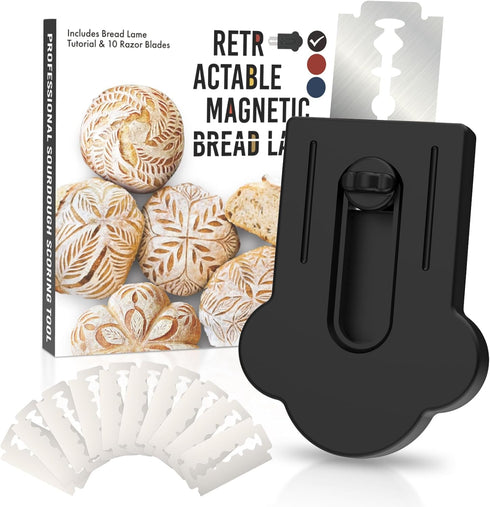 MEKER Bread Lame, Extractable Magnetic Dough Scoring Tool for Sourdough Bread Baking & Making, Includes Scoring Patterns Booklet and 10 Razor Blad...