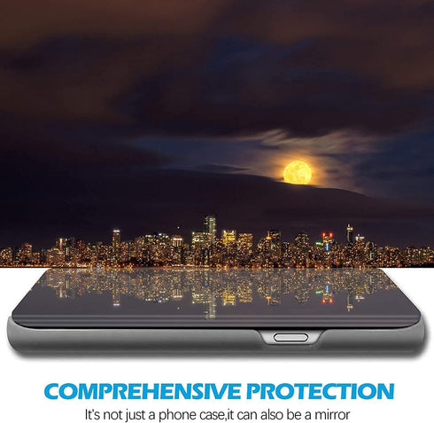 Cases for Samsung Galaxy Z Fold 4 5G Leather Case Clear View Makeup Mirror Flip Cover, Galaxy Z Fold 4 5G Phone Case with Kickstand Shockproof Pro...