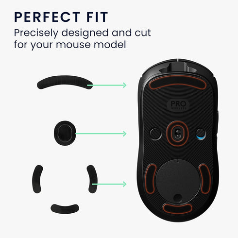 kwmobile Mouse Feet Replacement Compatible with Logitech G Pro Wireless Gaming Computer Mouse Skates Sticker - Black...