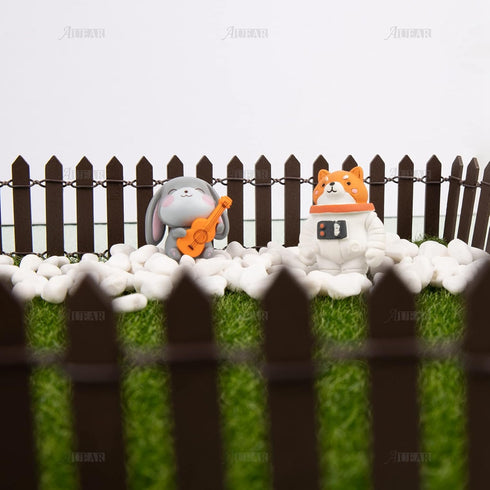 AUEAR, 35 Inch Mini Fairy Garden Fence Wood Ornament Wooden Decorative Picket Fence for DIY Crafts Project (Brown, 4-Pack)...