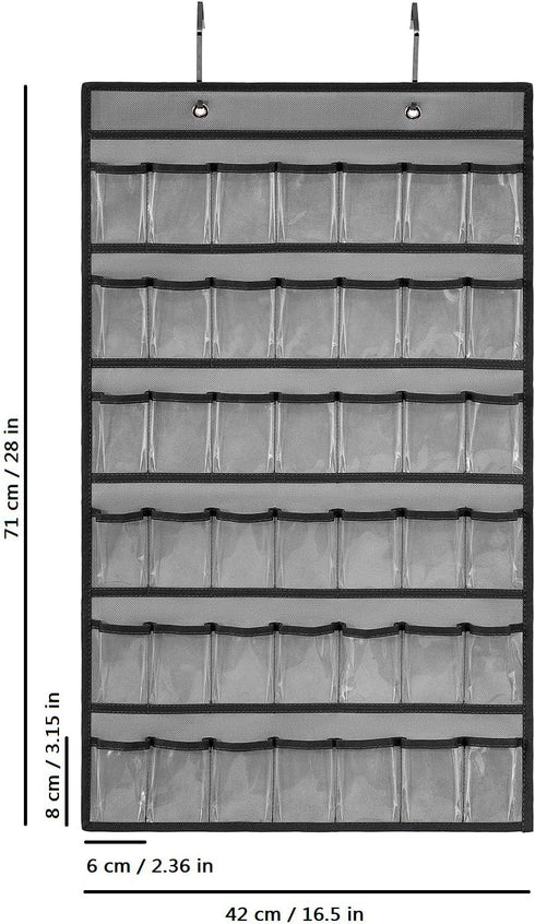 Toy Car Storage Organizer Hanging Toy Wheels Cars Holder Matchbox Cars Display Case with 42 Clear Pockets (One Side-Grey)...
