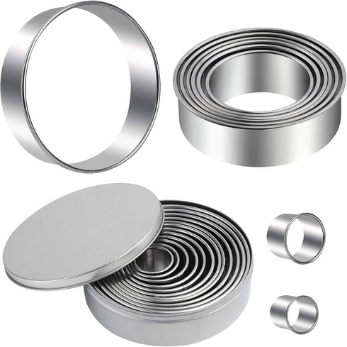 Round Cookie Cutters Set 12 Pieces Bistcuit Cookie Cutters Circle Pastry Cutters Round Donut Ring Molds for Baking for Pastries Doughs Doughnuts...