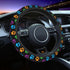 Paw Print Steering Wheel Cover Anti-Slip and Practical 14.5-15 Inch Universal Car Steering Wheel Cover with 2 Pieces Car Coasters Suitable for Men...