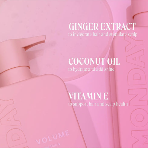MONDAY HAIRCARE Volume Conditioner 12oz for Thin, Fine, and Oily Hair, Made from Coconut Oil, Ginger Extract, & Vitamin E, 100% Recyclable Bottles...