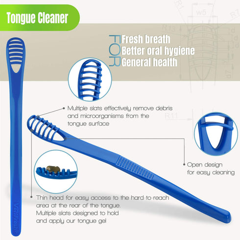 Fresh Breath Kit for Bad Breath - Tongue Scraper & Cleaner with Cleaning Gel – All Natural Treatment...