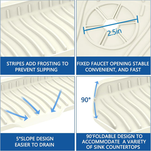 Kitchen Sink Splash Guard Gen2-30" x 6'' Silicone Sink Mat Splash Guard fit for Countertop, Bathroom,Farmhouse,RV by EBIGIC (White)...