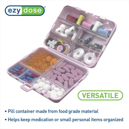 Ezy Dose Foldable Pill Case, Medicine Planner, Vitamin Organizer Box, Convenient and Easy to Use, 11 Individual Compartments with Various Sizes, T...