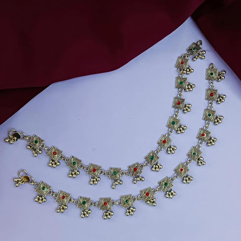 Efulgenz Indian Silver Tone Bell Charms Tassel Chain Anklet Set Bracelet Payal Foot Jewelry, Onesize, Metal, not known...