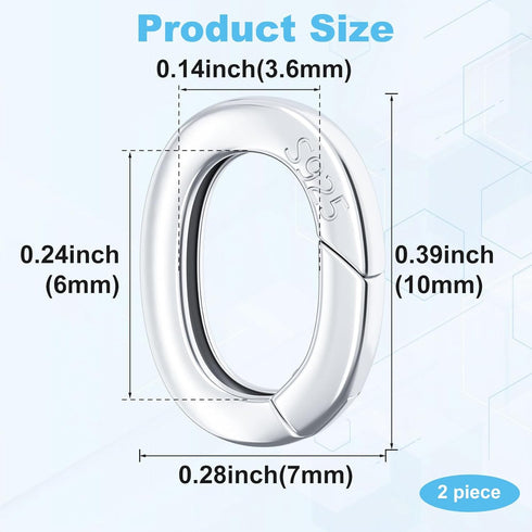 2pcs Sterling Silver Lobster Clasp 925 Oval Pearl Necklace Shortener Enhancer Spring Wedding Ring Connector Carabiner Snap Clip Lock for Women...