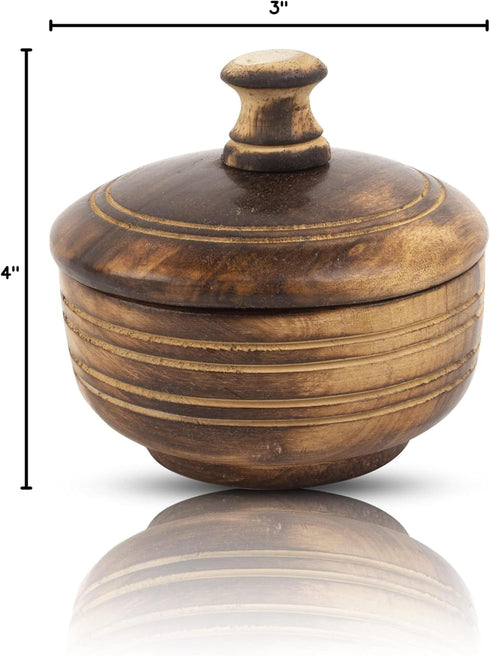 Decorative Rustic Wooden Sugar Bowl With Lid Wide Mouth Candy Treat Jar Spice Jar Holder Condiment Nuts Serving Bowl Pot Salt Spice Herb Loose Lea...