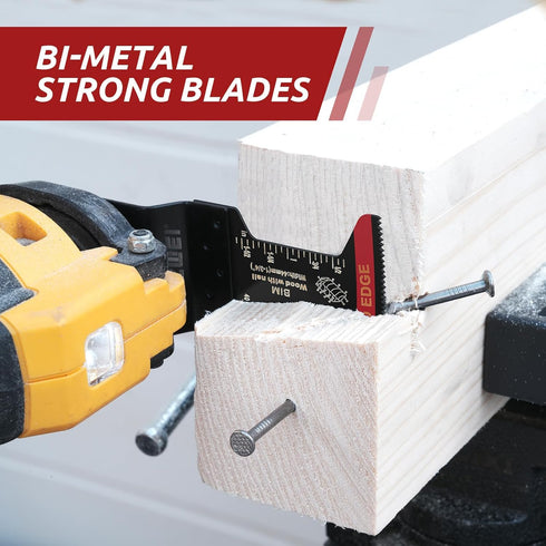 10 Pcs Bi-Metal Oscillating Tool Blades Metal Cutting, 1-3/4" Curved Edge Multitool Blades for Soft Metal, Hard Wood, Plastic, Oscillating Saw Bla...