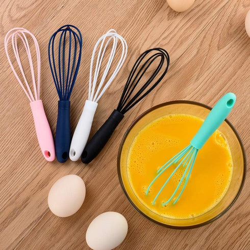 Navy Blue Silicone Whisk, Colorful Mini Silicone Whisks Multifunctional Manual Egg Beater Mixer Bake Tool for Blending Whisking Stirring Cooking K...