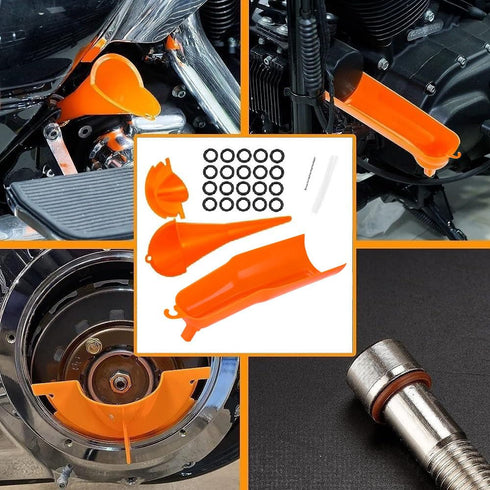 Oil Change Kit Tool, Oil Funnels Set for Harley Davidson Accessories, Motorcycle Primary Case Oil Funnel, 20PCS 11105 Drain Plug O-Ring...