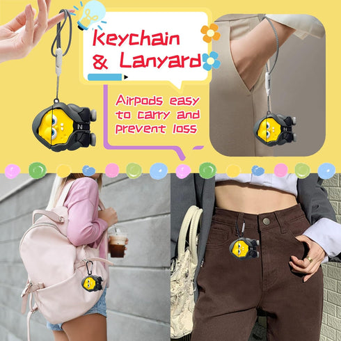 Cute AirPods Case for Airpod 2nd/1st, Fun Kawaii Fashion Cartoon 3D Cool Silicone Case for AirPods 1&2nd Generation with Cleaner kit&Keychain and ...