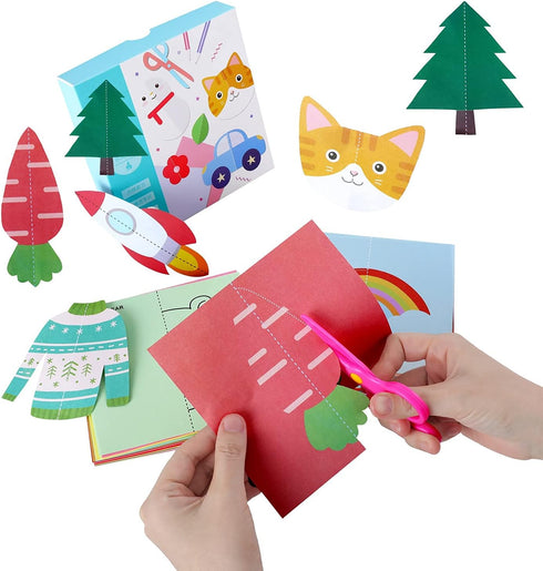 scissor skills activity book, Kids Educational Toy, DIY Fun Paper-cutting, 3-6 years old handmade material ,200 sheets double-sided ,safety scisso...