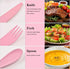 1 PCS Reusable Utensils Set with Case, Camping Utensils Plastic Spoons and Forks Sets for Lunch Box Accessories, Portable Cutlery Set for Kids Adu...