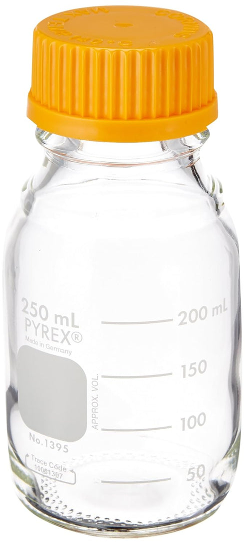 PYREX 250mL Round Media Storage Bottles, with GL45 Screw Cap, Ea...