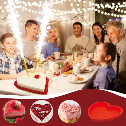 2 Packs Silicone Heart Shaped Cake Pans for Baking, 10inch Cake Molds for cakes and Chocolate Cakes, Non-stick silicone bakeware sets, Easy Clean,...