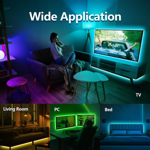 LED Lights for TV 32-75 Inch 16.4ft USB TV LED Backlights with App Bluetooth LED Strip Lights RGB Led Light Strip Music Sync Led Lights for Bedroo...