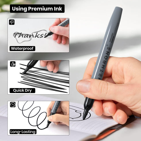 Hethrone Permanent Markers, 28 Count Permanent Markers for Writing Doodling and Marking?Black?...