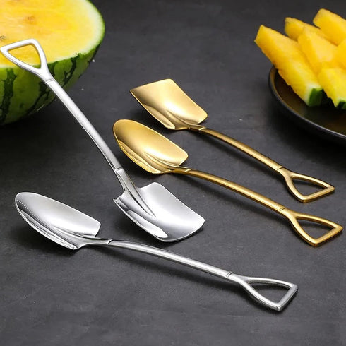 4PCS Coffee Spoons Serving Spoons Tea Spoons Ice Cream Spoon Stainless Steel Shovel Spoon Spade Spoon Mini Shovel Spoons Tiny Spoon for Dessert Fr...