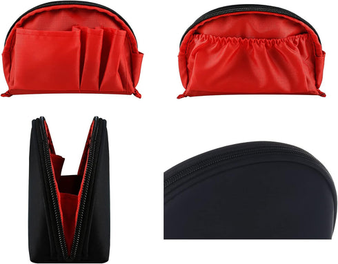 Small Makeup Bag for Purse Portable Waterproof Cosmetic Bag Travel Makeup Pouch for Women (Nylon, Inner red)...
