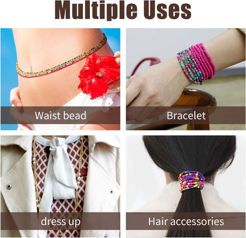 Waist Beads Body Chain for Women Colorful Stretchy African Waist Bead Body Jewelry...