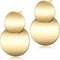 Gold Hoop Earrings Double Layered Disc Drop Fashion Earrings 14K Gold Plated Polished Stainless Steel Earrings Jewelry (Double Disc Drop Earrings ...