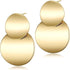 Gold Hoop Earrings Double Layered Disc Drop Fashion Earrings 14K Gold Plated Polished Stainless Steel Earrings Jewelry (Double Disc Drop Earrings ...