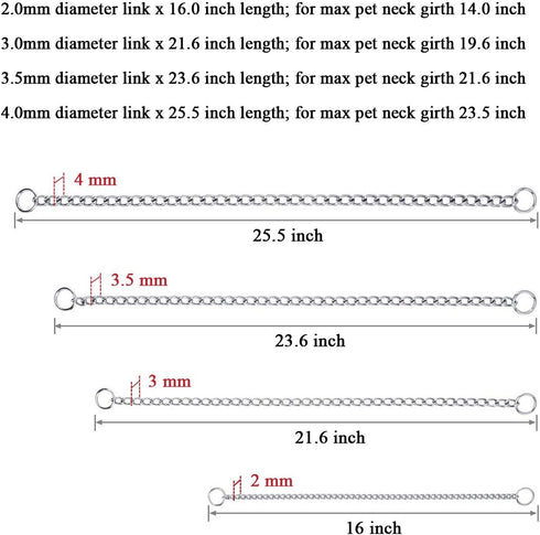 Mogoko Stainless Steel Dog Choke Chain Collar, Puppy Metal P Chain Slip Collar Pet Training Walking Choker(2.0mm;14.0 Inch)...
