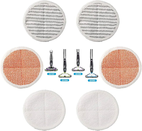 6 Pack Replacement Mop Pads Compatible with Bissell Spinwave Mop: 2124 2039 2039A 2039Q 2039T 2039W 20391 20393 20395 20399 2307 2315A 23157 23159...