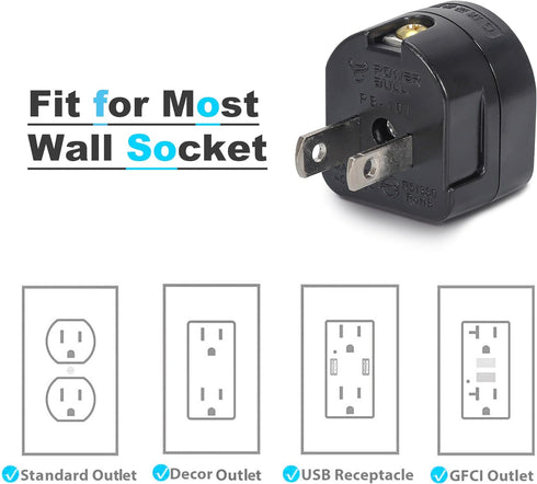 2 Prong to 3 Prong Adapter, Multi Plug Outlet Extender Splitter, 2 Prong Outlet Adapter for USA Wall Plugs for Household Appliances Industrial, Tr...